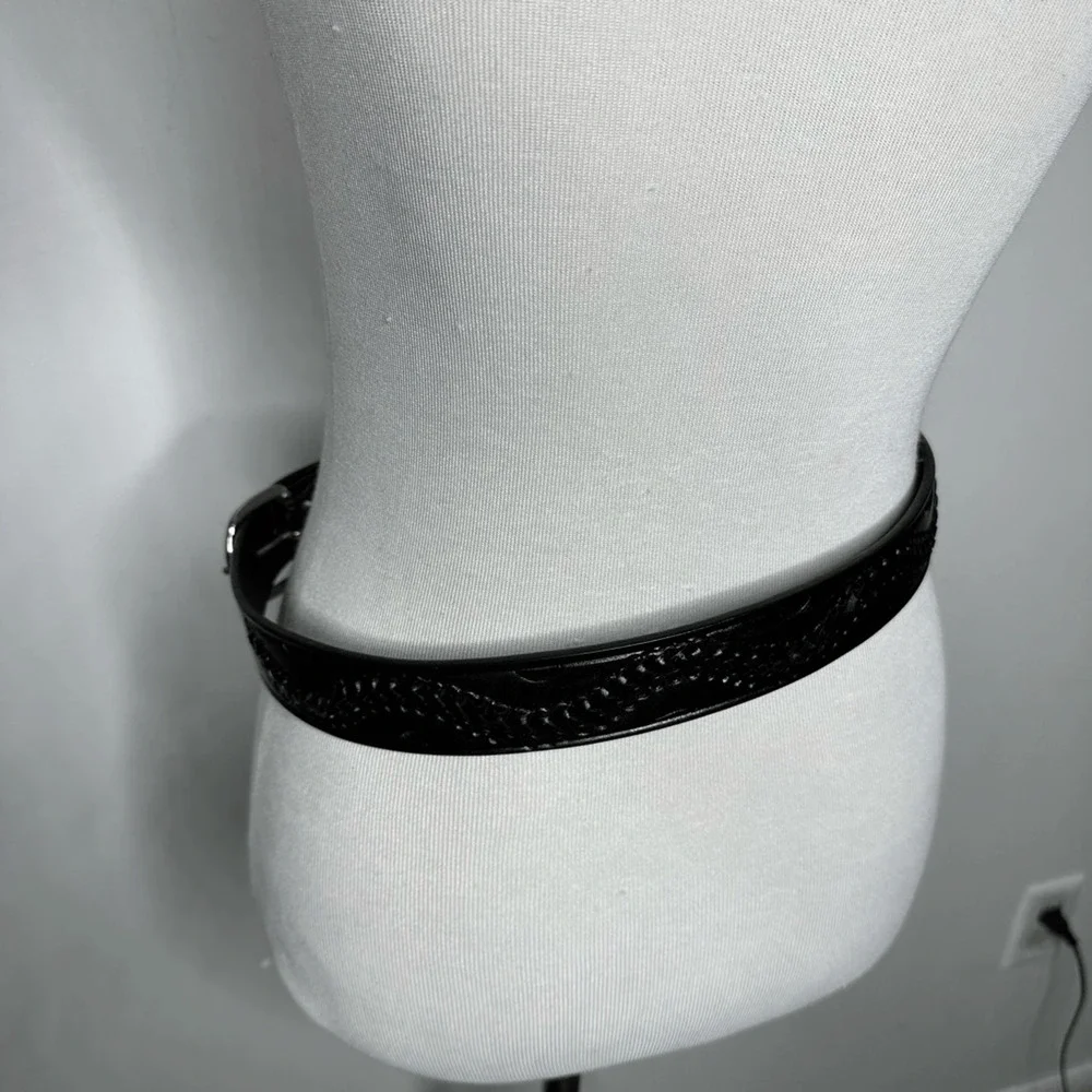 HECHO EN MEXICO Black leather BELT black western whipstiched mens size 34